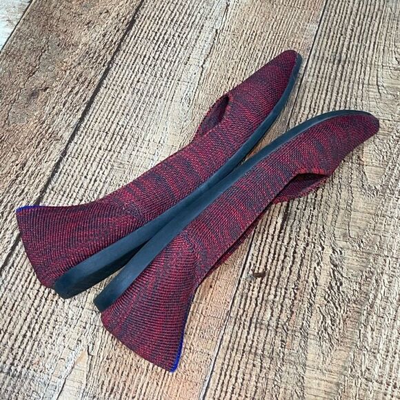 Rothys W8 crimson heather red gray slip on pointed toe ballet flats - Picture 8 of 13